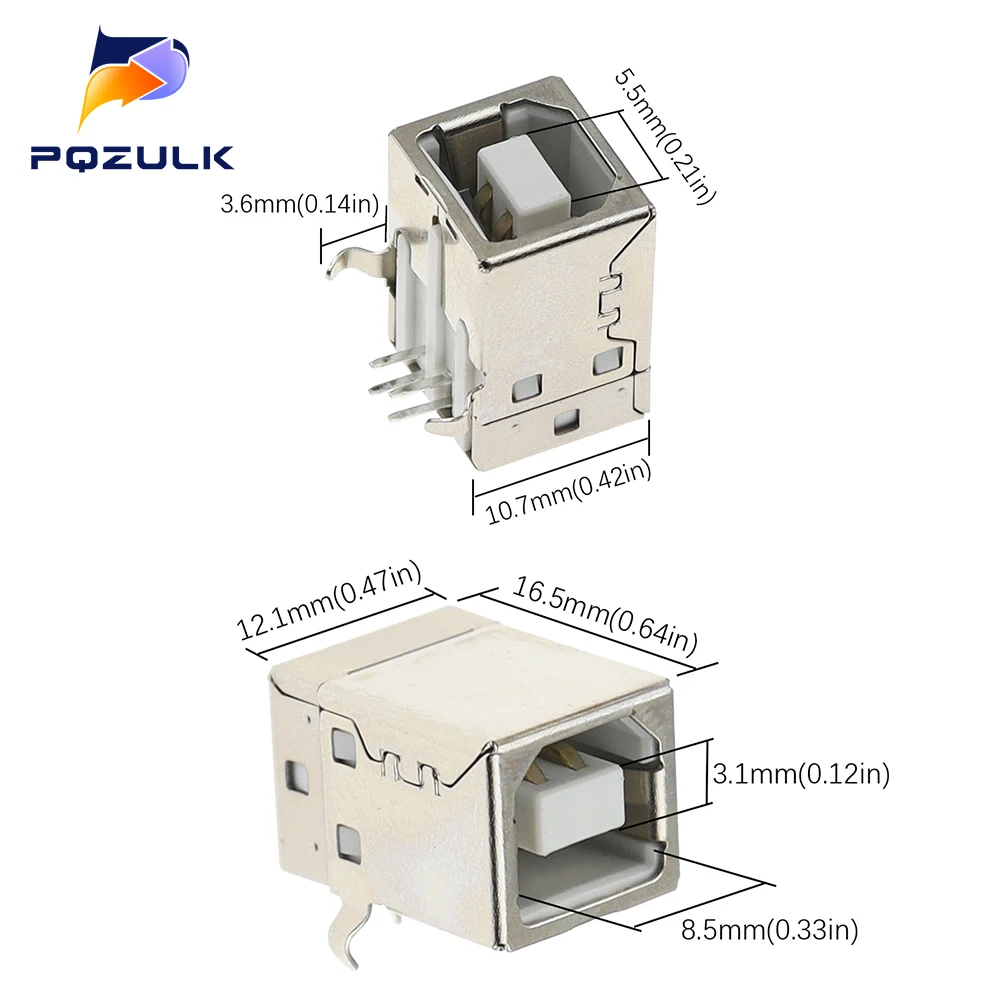 1PCS B Female 90 Degree Square Port USB Base Printer Interface USB Data Interface USB Socket USB Interface