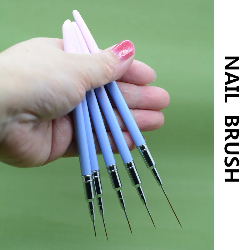 Pennelli per nail liner rosa Pennello per nail art in gel Pennello per pittura per smalto per unghie Set di pennelli per design per nail art Penna da disegno per gel