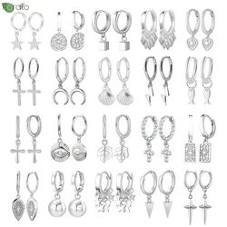 Pendientes de plata de ley 925 con forma de corazón para mujer, aretes pequeños de aro, joyería de tendencia para fiesta, 2023