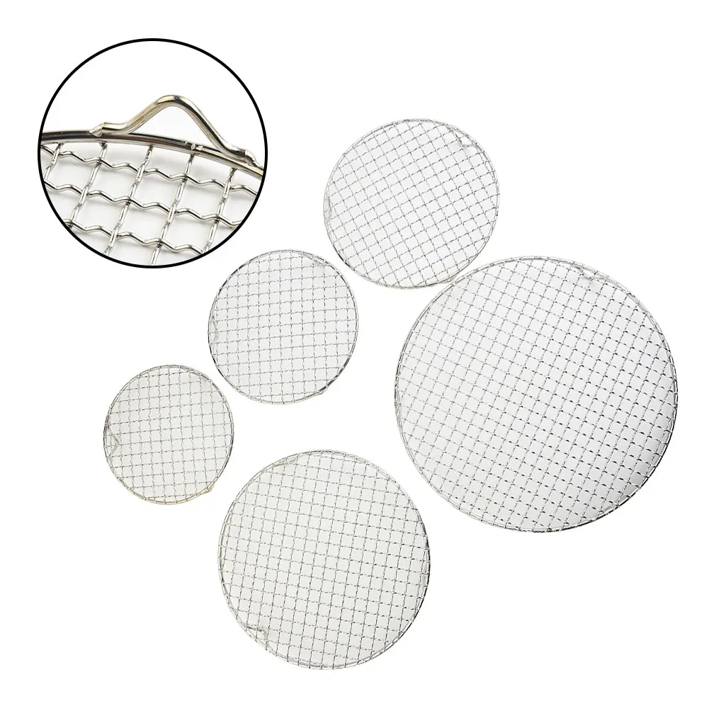 Round Bbq Net With Foot Barbecue Grill Meshes Cooling Rack Steam Baking Rack Camping 304 Stainless Steel Outdoor Mesh Wire Net