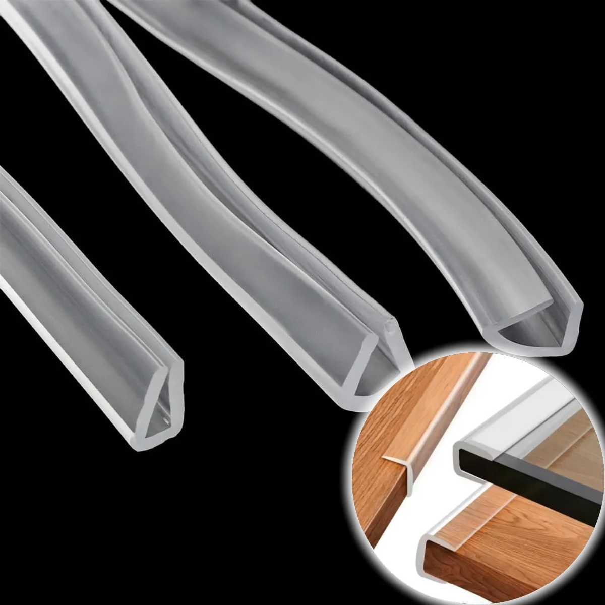 1pc 2m/78.74in Clear Rubber Edge Protector, Self-Adhesive U Channel Trim,Rubber U Channel Edge Trim, Door Seal Strip