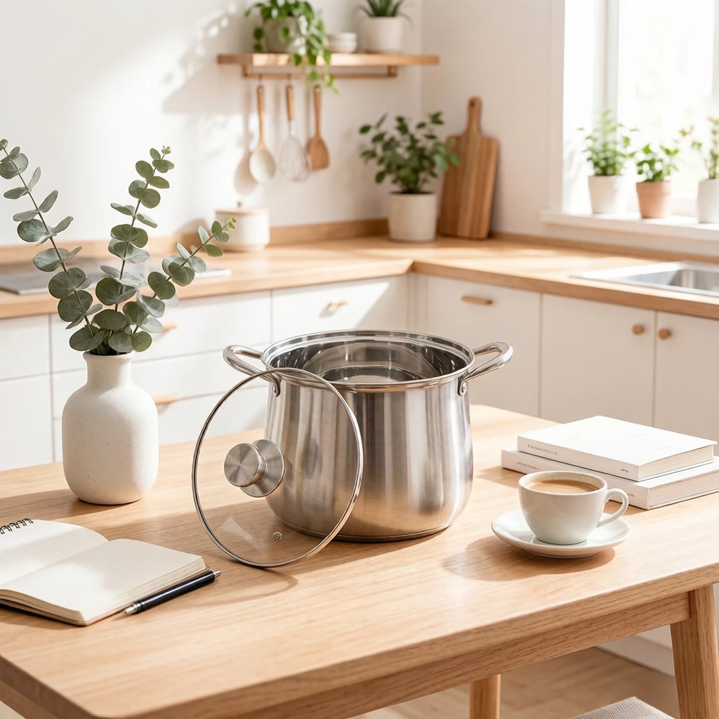 304 Stainless Steel Thickened Extra Tall Stew Pot, Multi-Function Soup Stockpot for Porridge & Cooking, Scratch-Proof Durable