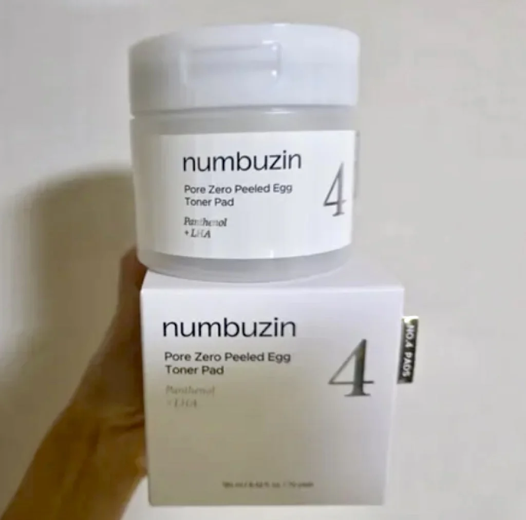 Discos Exfoliantes Nutritivos con Pantenol y LHA, Numbuzin No.4 Pore Zero Peeled Egg Toner Pad, Mascarilla Facial Blanqueadora Original Coreana
