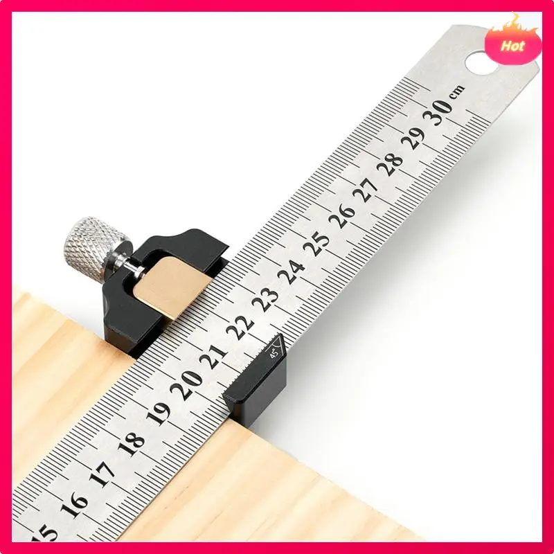 

New Steel Ruler Positioning Block Gauge 45Degree Angle Line Marking Gauge Scriber Locator DIY Carpentry Scriber Tools
