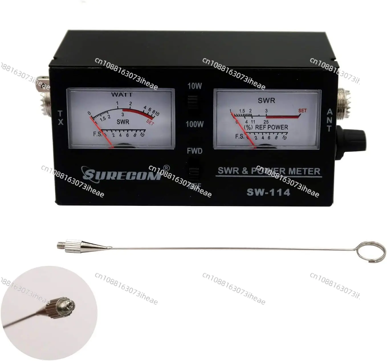 Surecom SW-114 SWR RF Field Strength Test Power Meter with Field Strength Antenna for Relative Power 3 Function Analog