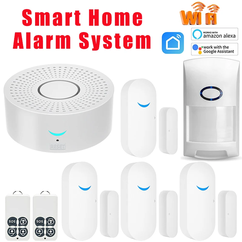 433 MHz Smart Home Tuya WiFi Sensore porta 120dB Apri Chiudi Rilevatore finestra Allarme di sicurezza con Alexa Google APP Controllo remoto