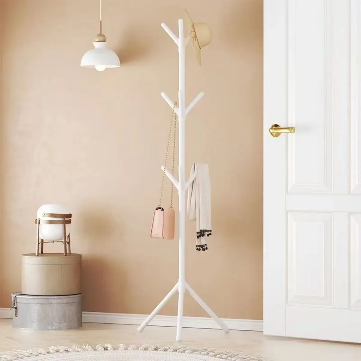 Vertical Bedroom Clothes and Hats Rack - Floor To Floor Coat Hook Tree Branch Shape Holder for Scarf Handbag Storage image 4