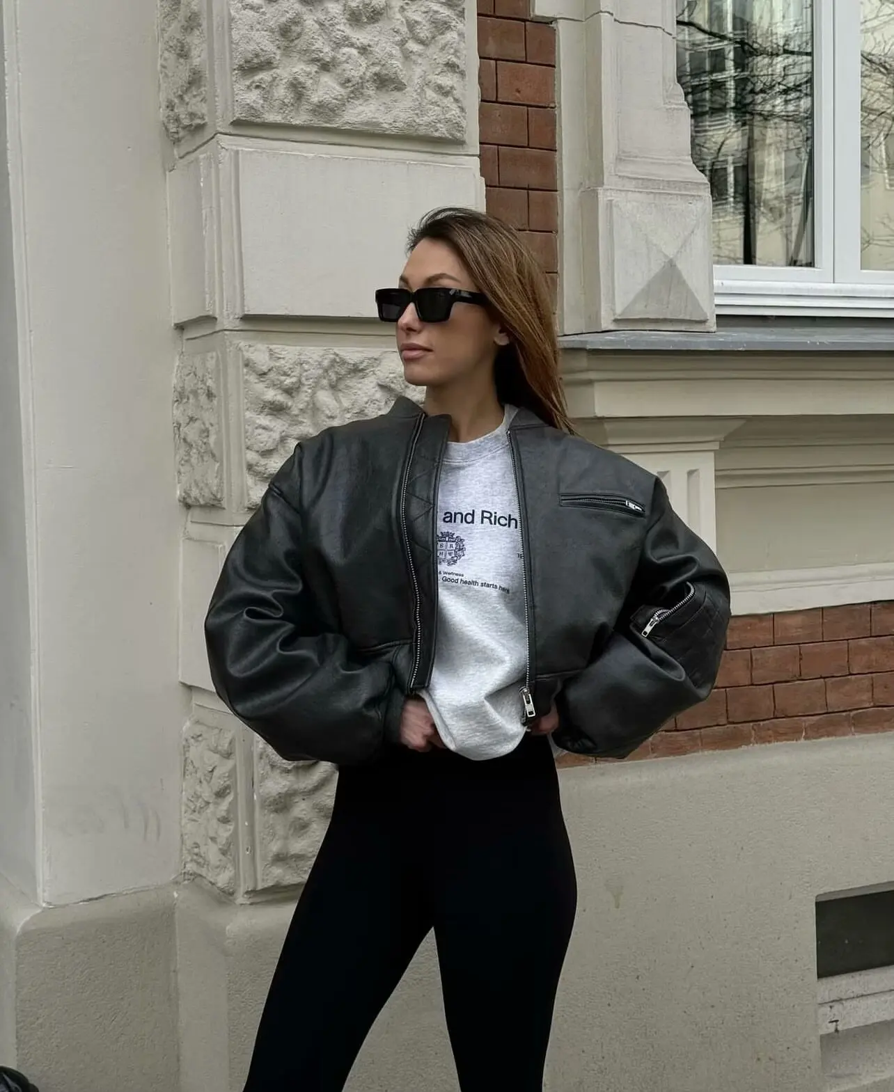 الخريف شيك دراجة نارية سترة جلدية سيدة أبلى خمر جاكيت زيبرا امرأة س الرقبة طويلة الأكمام بلون فضفاض Bomber معاطف #2