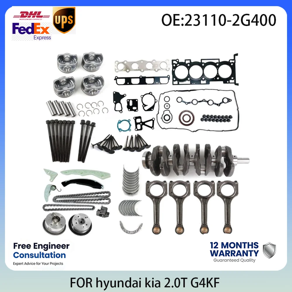 Kit de Reconstrucción de Motor G4KF 2.0T para Hyundai Genesis Coupe Kia Optima Sportage 2.0L L4 GAS 09-15 23410-2G400 22321-25000 22211-2G000