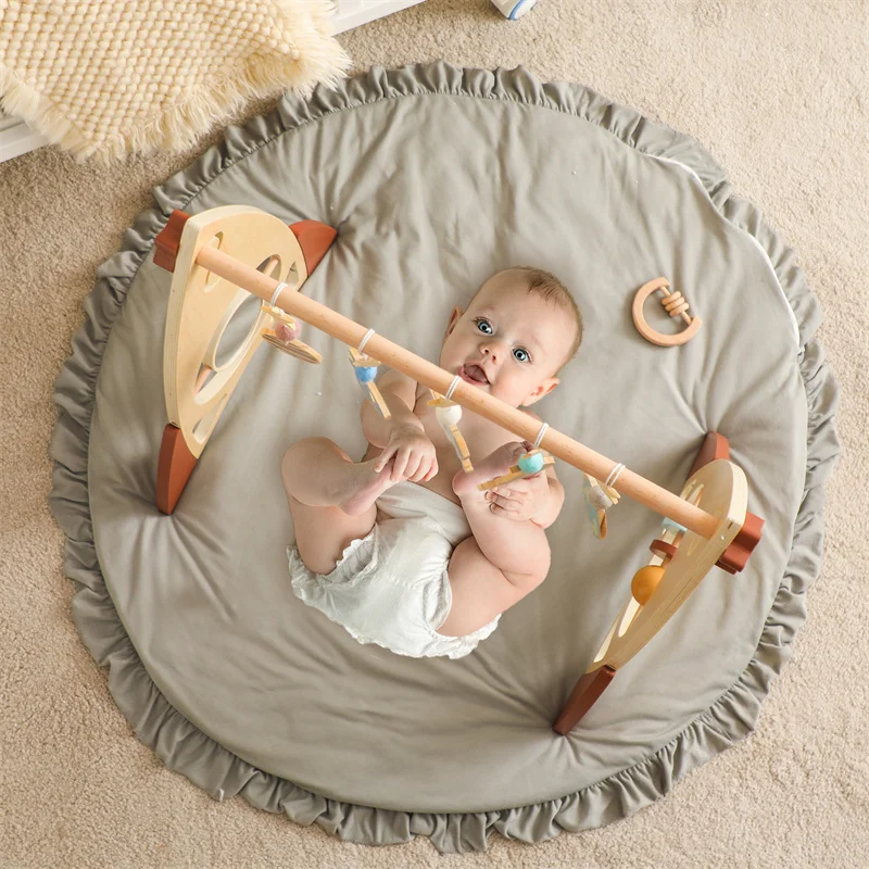 Baby Wooden Gym Frame Rocket Model Newborn Activity Gym Frame Hanging Pendant Rattle Toys For Baby Education Montessori Toys