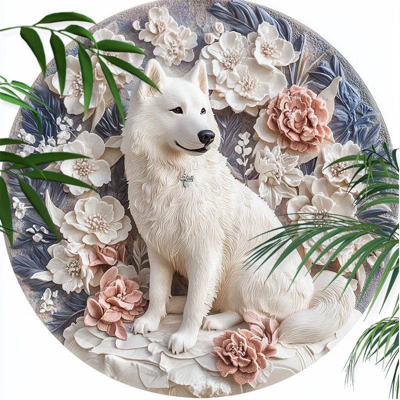 Adornos personalizados para mascotas Husky, pinturas decorativas circulares de aluminio, lápidas únicas de recuerdo para mascotas, regalos ideales