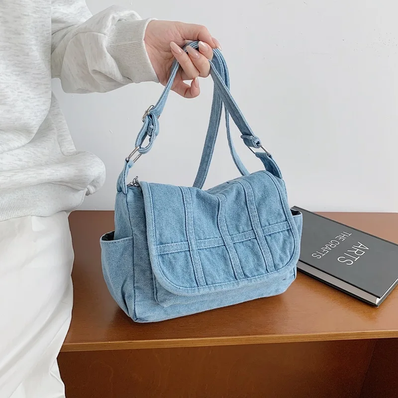 

2026 Fashionable Casual Large Capacity Denim Single Shoulder Bag Trendy Retro Crossbody Bag for Women luxury bags designers ita
