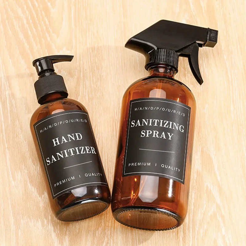 12pcs Minimalist Black Bathroom Jar Storage Label Hand Soap Glass Bottle Soap Dispenser Waterproof Adhesive Sticker