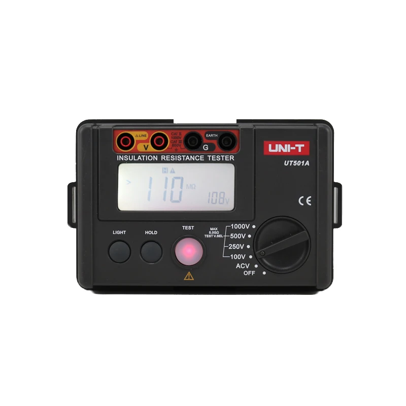Imagem -02 - Testadores de Resistência Uni-t-isolamento Medidor de Miliohm Digital Alcance Automático Ut501a 1000v Ohm go