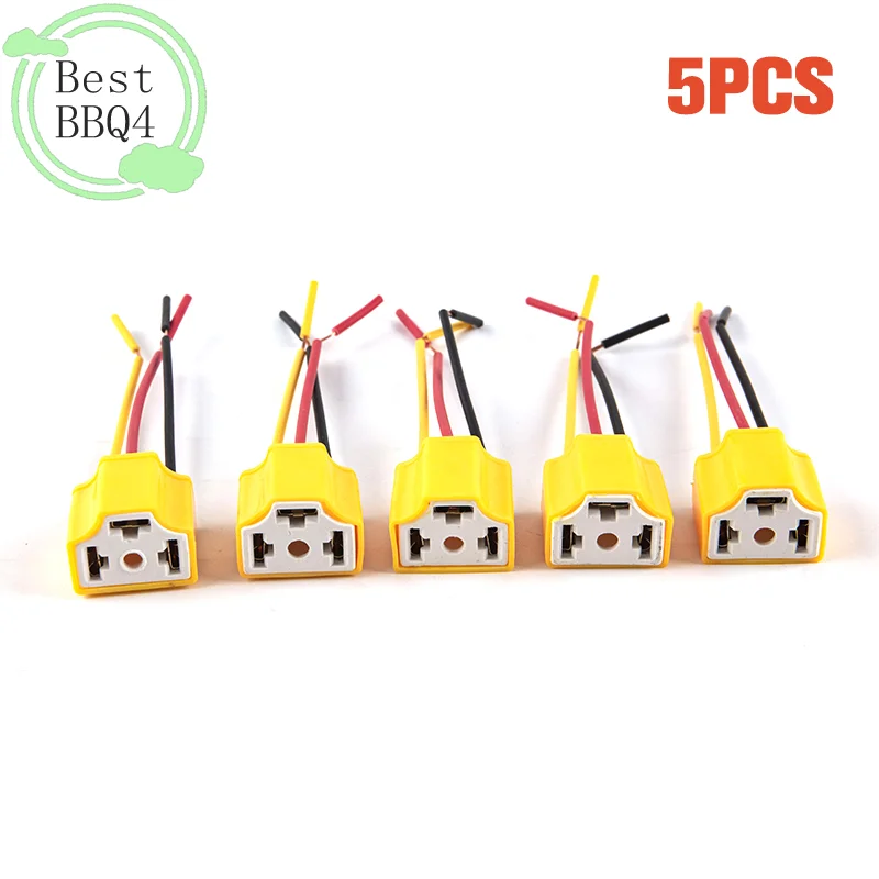 

(BBQ4)5PCS Car Headlight Ceramic Socket H4 Ceramic Plug High Temperature H4 Socket