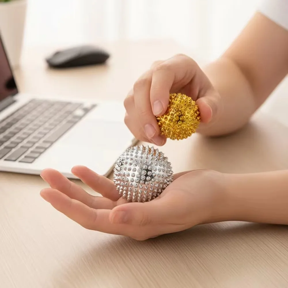 1Pair Yoga Fitness Ball Magnetic Therapy Massager Magnet Hand Acupuncture Ball Acupoint Needle Massage Men Women Pressure Relief view 2