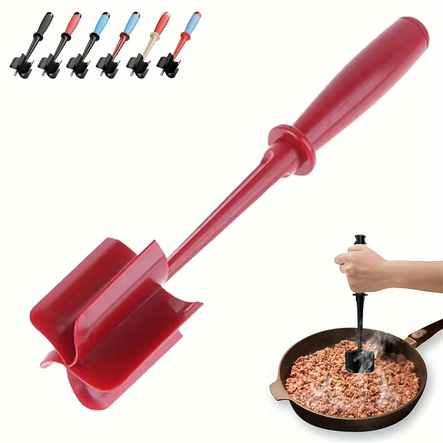 مفرمة لحم ومهراسة |   5 شفرات شديدة التحمل للبرغر/البني الهاش |   آمن للاستخدام في غسالة الأطباق غير لاصقة مع قبضة مقاومة للحرارة