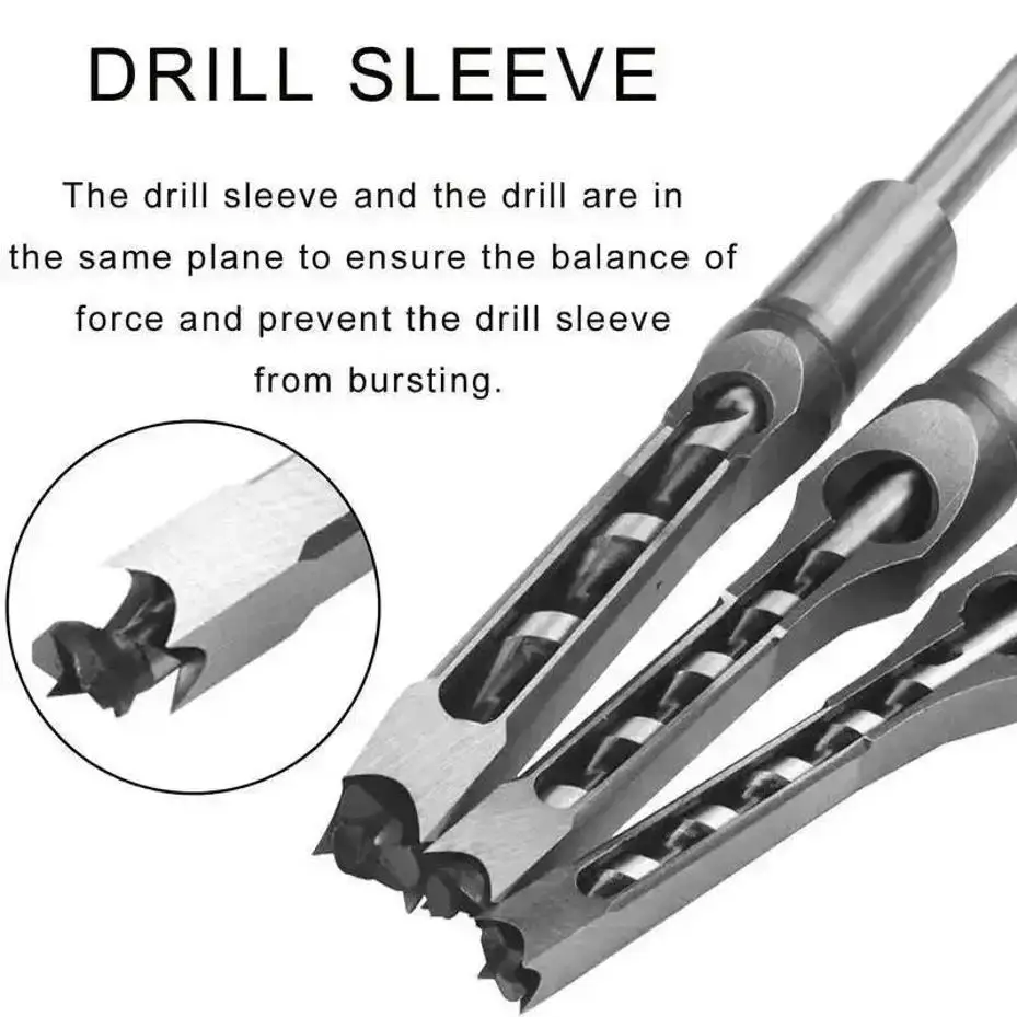 1/4" 5/16" 3/8" 1/2" 4PCS / Set Holzbearbeitung Quadratbohrbutzen Holz Mortising Chisel Countersink Bohrbutzen Lochsäge Power Tool Kit