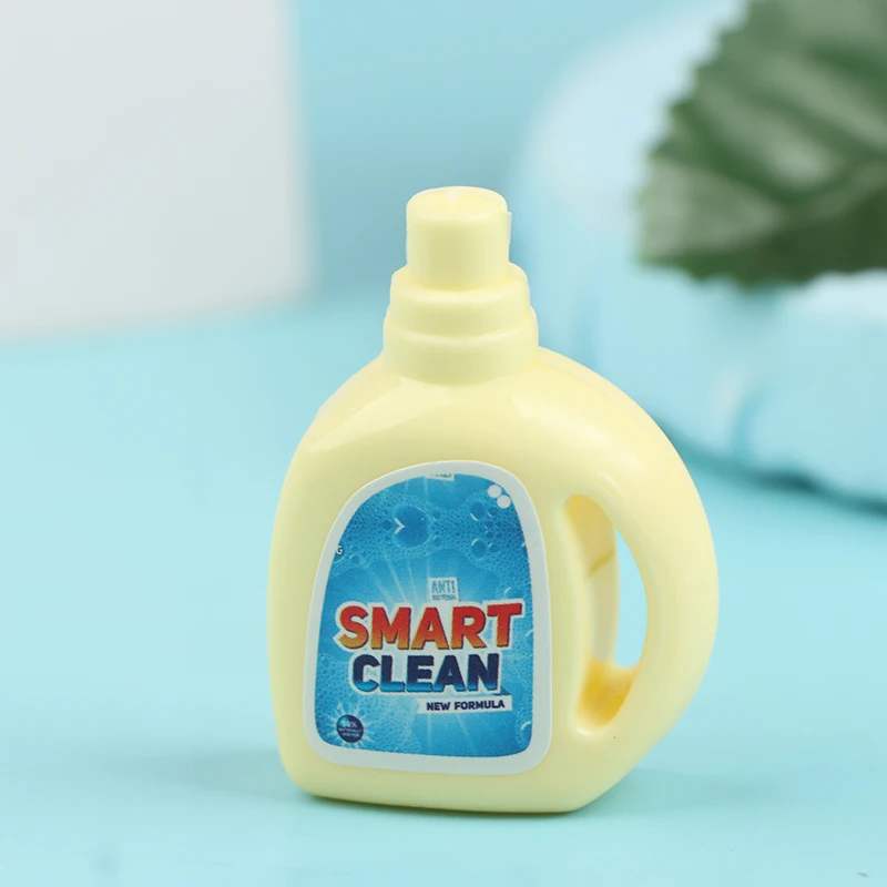 4Pcs/Set 1:12 Dollhouse Miniature Cleaning Set Laundry Detergent Soap Household Washing Kit Pretend Play Doll House Accessories