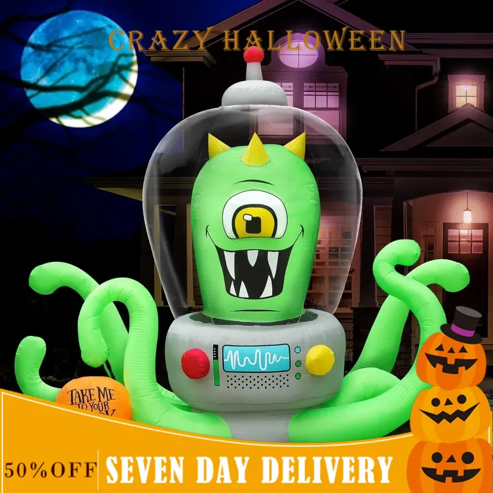 

Halloween inflatable toy, 7-foot alien inflatable arch interior light and built-in fan, Halloween outdoor inflatable decoration