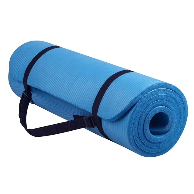 Wholesale High Quality Fitness Accessories Extra Thick High Density Anti-Tear Exercise Yoga Mat With Carrying Strap