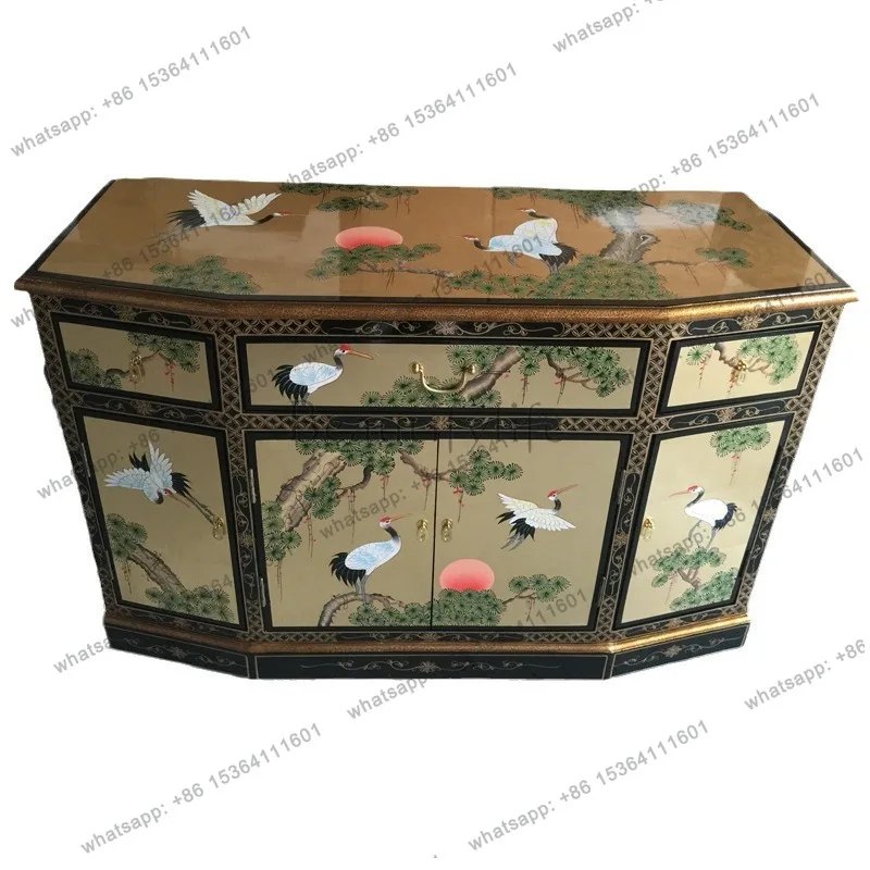 Entrance painted furniture hand painted landscape foyer decorative cabinet