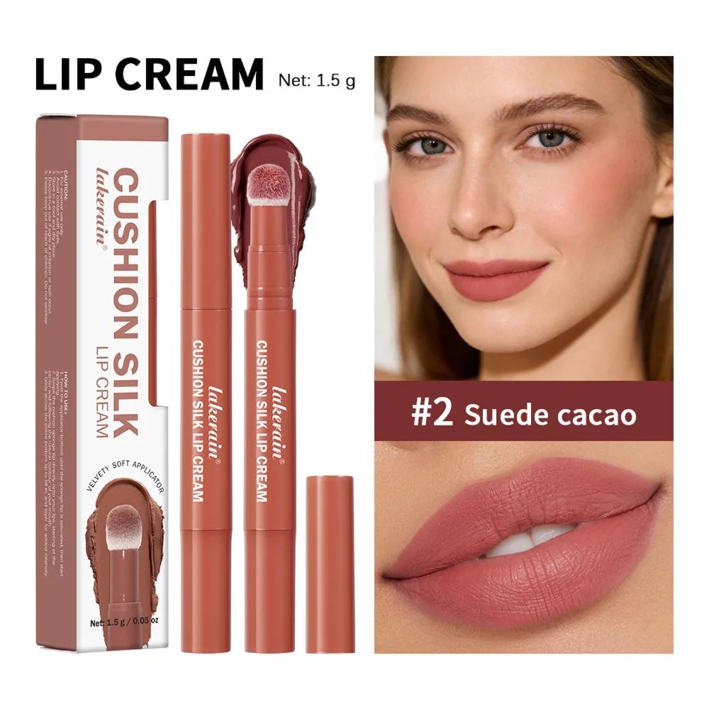 High Pigment 2-in-1 Cushion Matte Lip Cream Moisturizing Long Lasting Velvet Matte Blush Stick Transfer-Proof Blendable Cream