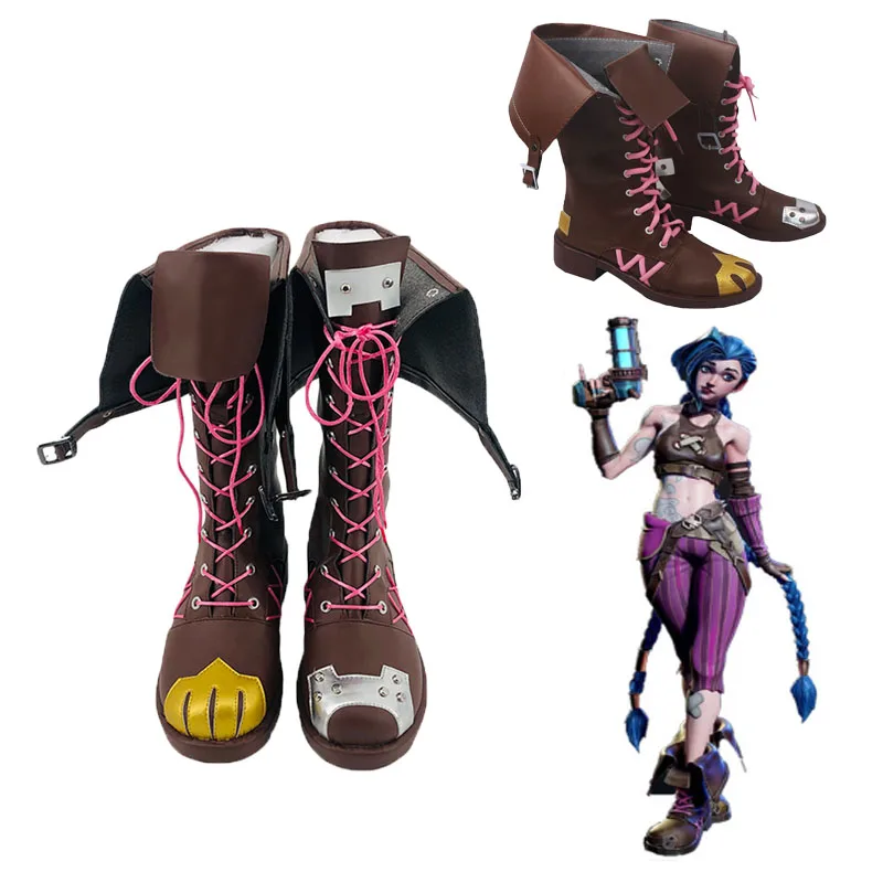 Jinx Cosplay Game LOL League of Legends Cos Punk Street Style Shoes Lace-up Prop Women Boots Halloween Carnival Party Comic Con