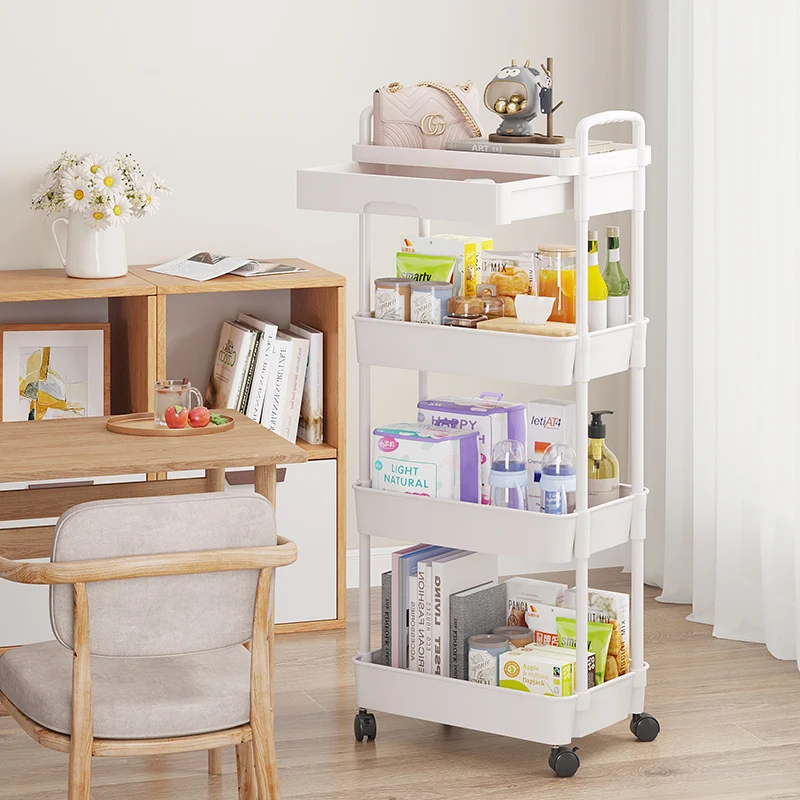 Multi story mobile kitchen, living room, bathroom, bathroom, bedside snack storage bookshelf