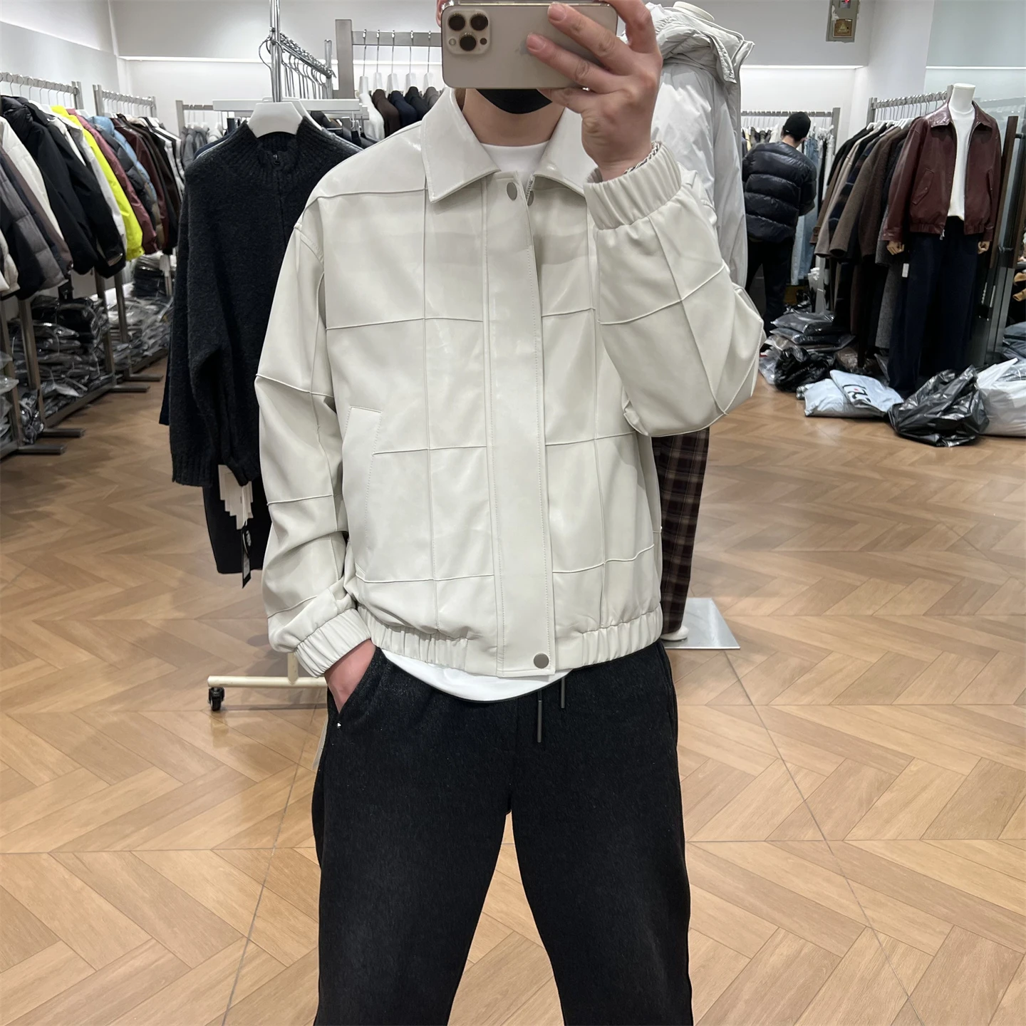 

Мужская свободная куртка-косуха из искусственной кожи (ПУ) на весну 2026 года, ультрамягкая, имитация кожи ягненка, с длинными рукавами, на молнии