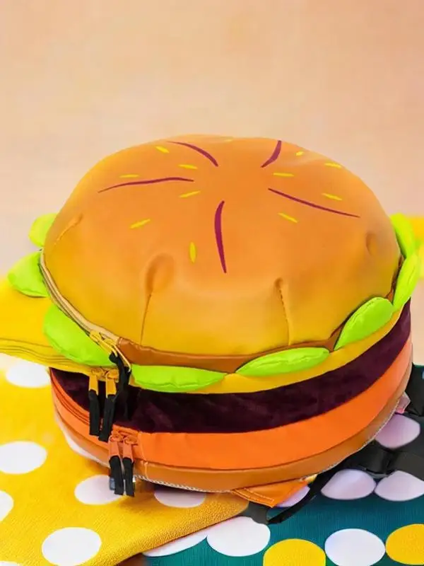 Women\'s Summer Fashionable Novelty Hamburger Design Cool Backpacks, Large Volume Backpack with Adjustable To School School Bags