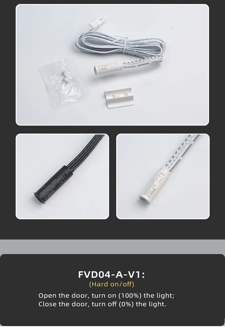 LED-Automatik-Sensorschalter für Möbel- und Schranktüren, DC12V/24V Beleuchtungskörper, maximale Belastung 5A/60W – Detail 8