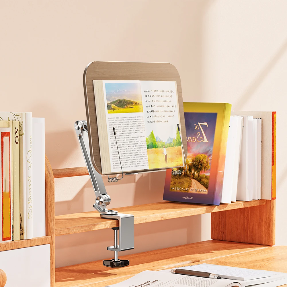 Book Stand for Reading Adjustable Book Holder with Elastic Page Clip Multifunctional Display Stand for Recipe Cookbooks Magazine