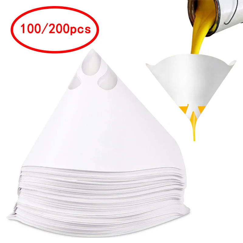 100/200pcs Paint Filter Paper Purifying Straining Cup Funnel Disposable 100 Mesh Paint Filte Mesh Conical Nylon Micron Paper