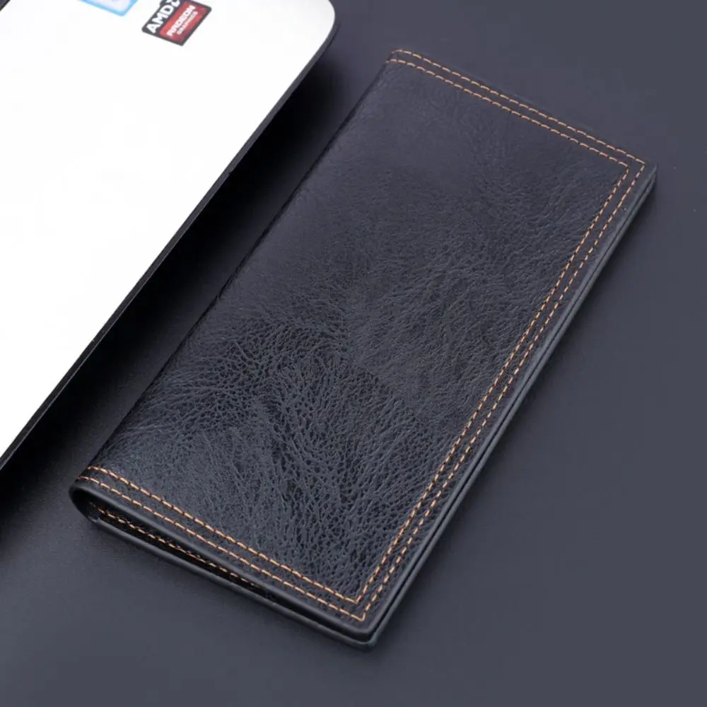 Fashion Oil Wax Leather 2 Fold Purse Large Capacity Multi-position Men's Long Wallet Leisure Retro Male Leather Purse Daily Use