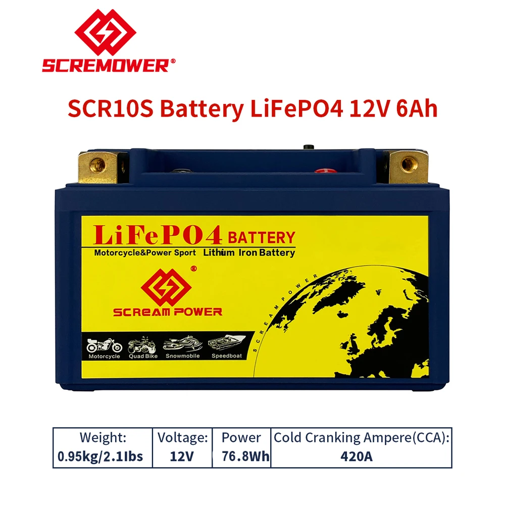 10S 12V 6AH Lithium Phosphate Motorcycle Battery 420CCA BMS Deep Cycles for R1 XVS400 CP250 Shadow400 CBR600 CB900 S1000R KTM690