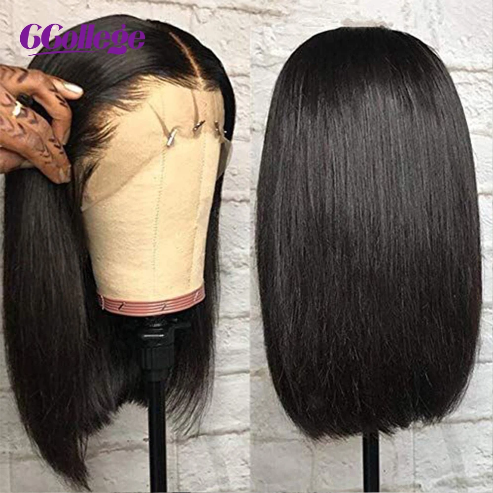 Perucas de Bob retas curtas para mulheres, cabelo humano pré-arrancado, frente de renda transparente, parte T, 13x4, 4x4, clearance sale