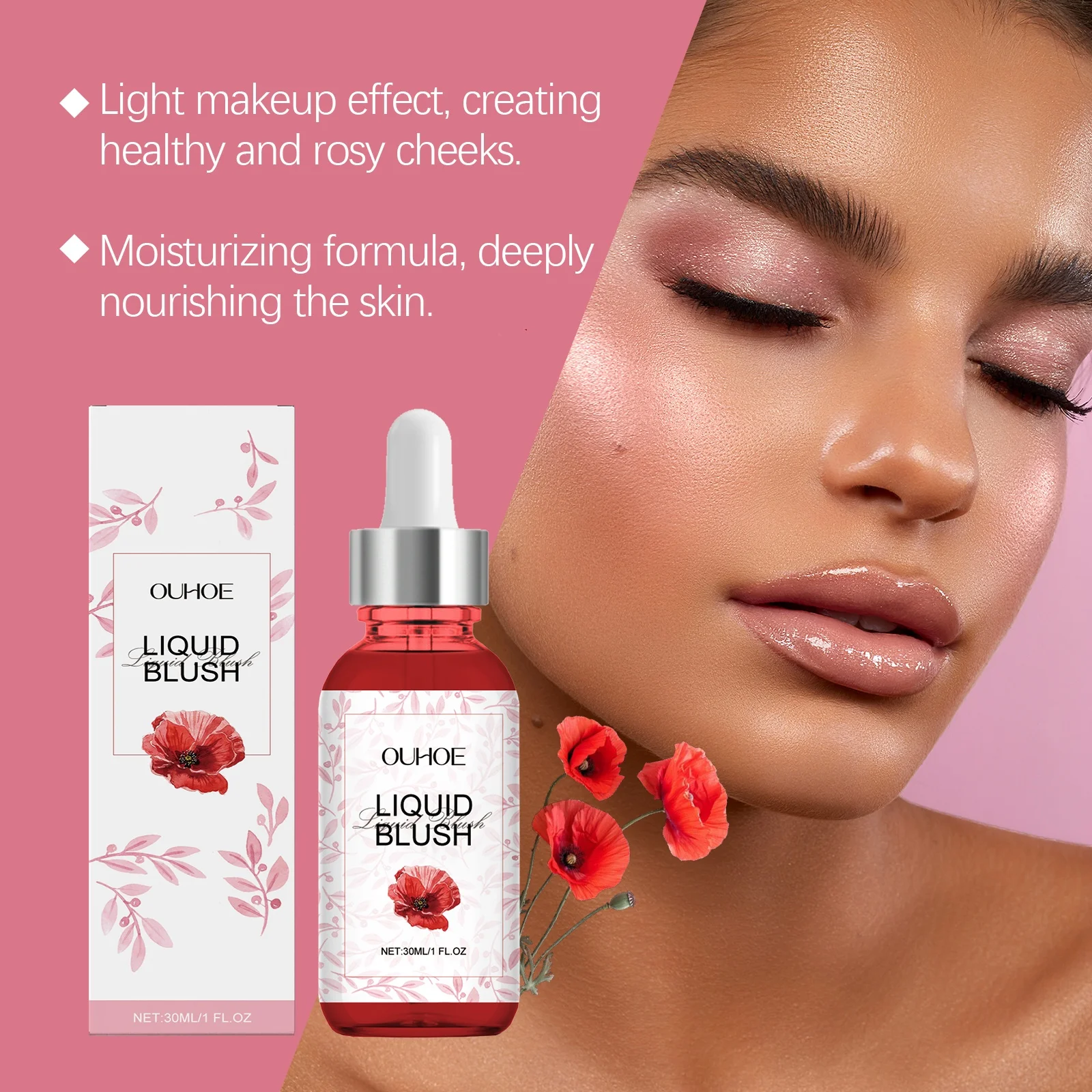 أحمر خدود سائل للوجه طبيعي، دقيق، خفيف، مكياج عاري متين وصعب خلع #2
