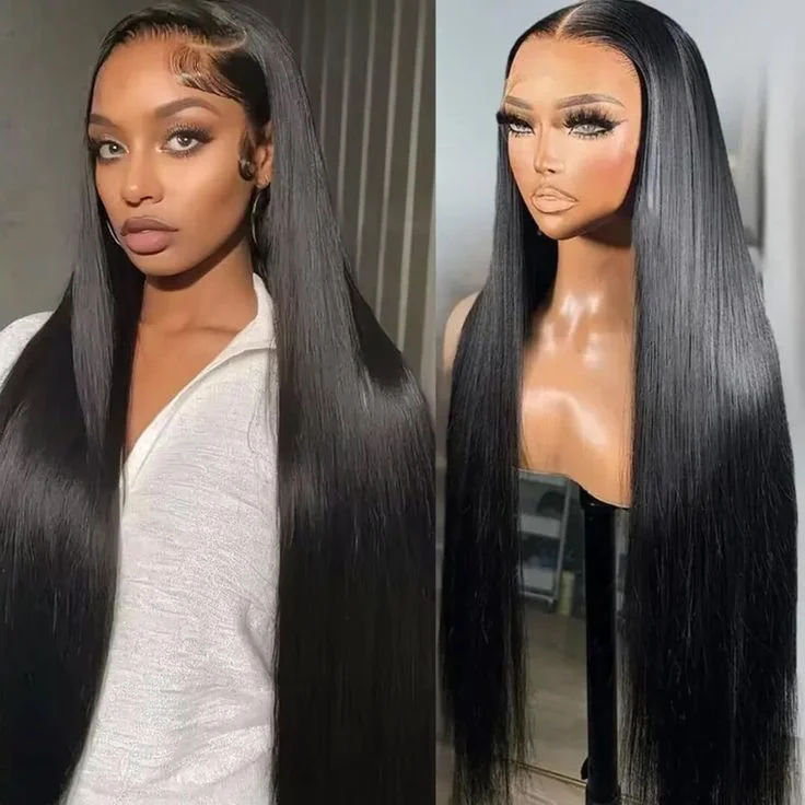

40Inch 13x6 HD Straight Lace Front Wig Human Hair 250 Density lace Frontal Wig Bone Straight Human Hair Wigs Pre Plucked