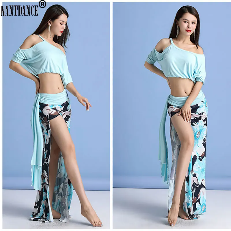 Women Belly Dance Practice Clothes Oriental Performance Long Skirt Suit Korea Dance Wear Training Clothing Cha Cha Bachata