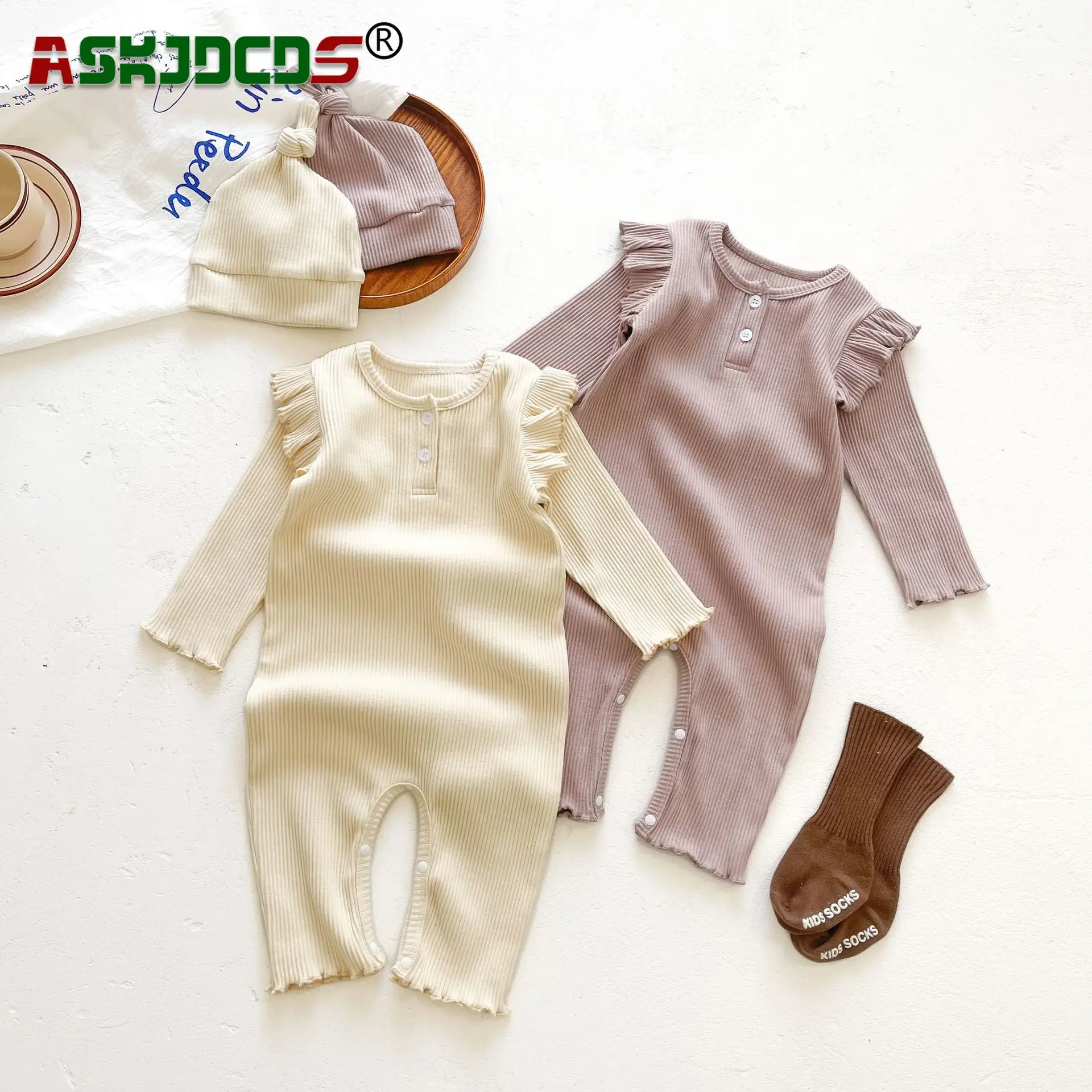 

2023 Autumn Spring Romper+hat 0-3Y Newborn Baby Girls Full Sleeve Simple Pure Cotton One-piece Infant Kids Jumpsuits Toddler