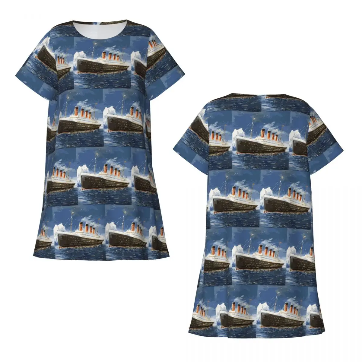 The Most Popular Ship Of All Times, Titanic. Short Sleeves NightdressSleeping Sleepshirts Women  Nightgowns Soft Pajama Dress