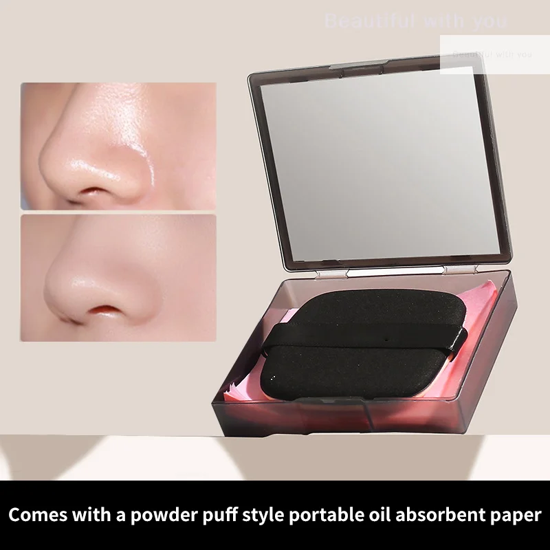 New100PC أوراق النشاف الخيزران مع مرآة امتصاص العرق ماكياج نفخة منعش المحمولة النفط التحكم أداة أطقم زيت الوجه #2