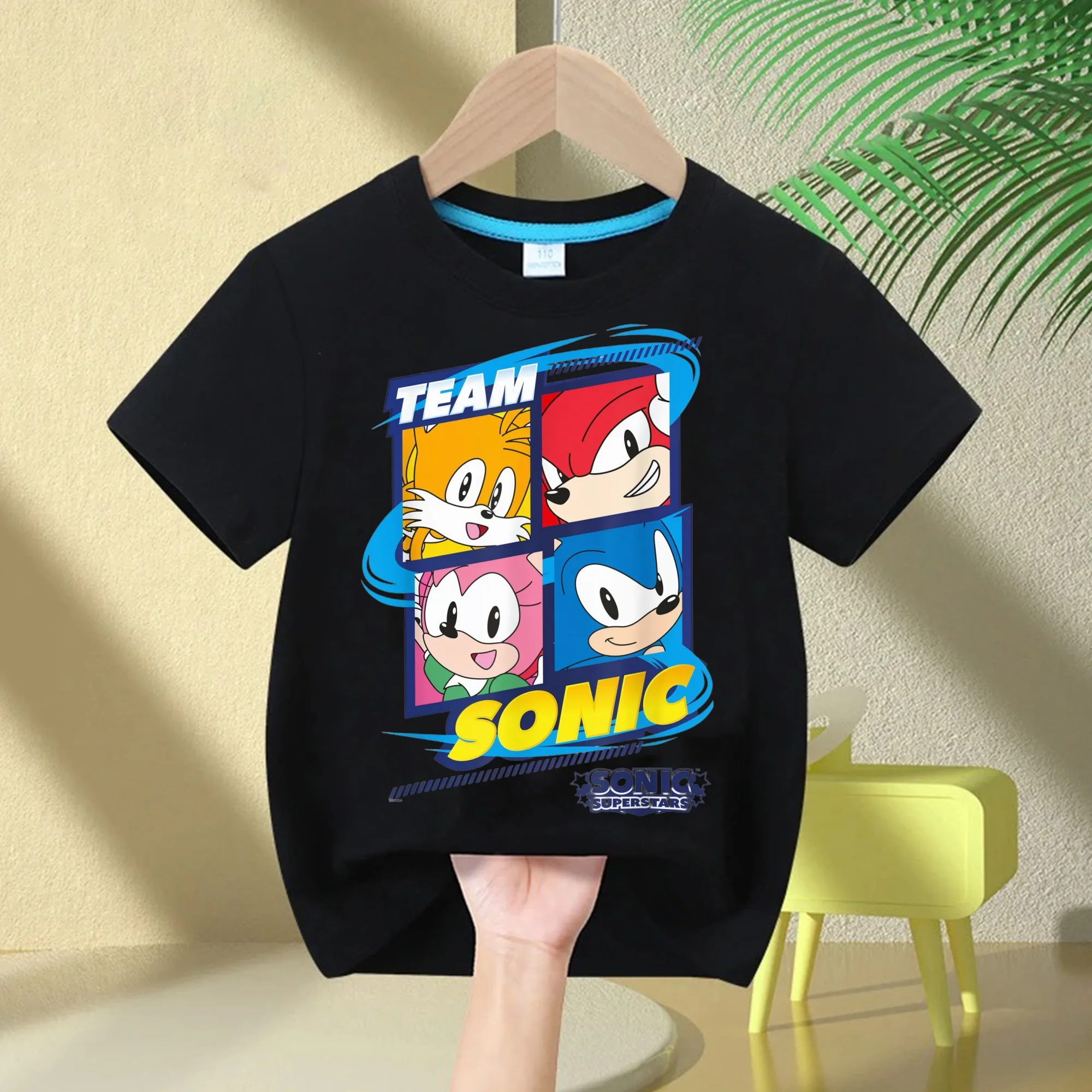 2026 Cartoon Jungen-T-Shirt mit Rundhalsausschnitt, bequem, kurzärmelig, Sonic The Hedgehog, Kinder-T-Shirt aus reiner Baumwolle, atmungsaktives Oberteil für Mädchen – Detail 8
