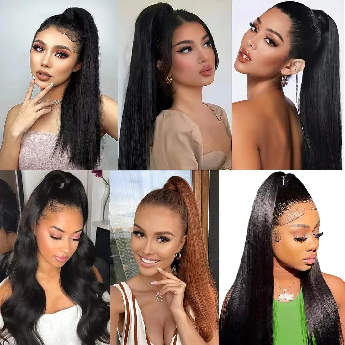 Straight Drawstring Ponytail Human Hair Brazilian Clip In Hair Extensions Straight Wrap Around Clip In Ponytail