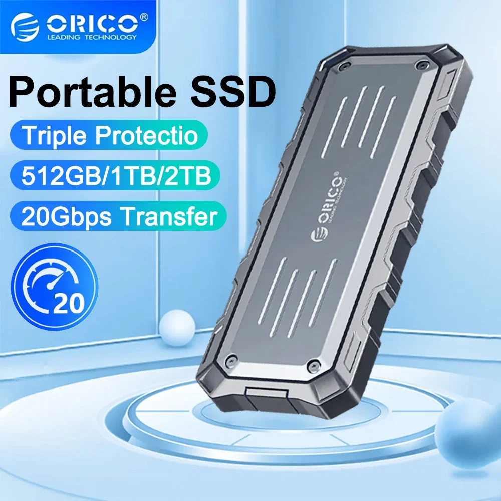 

ORICO Portable SSD 20Gbps External Solid State Drive 2TB 1TB USB 3.2 Type- C PSSD for Outdoor Workers Photographer Waterproof