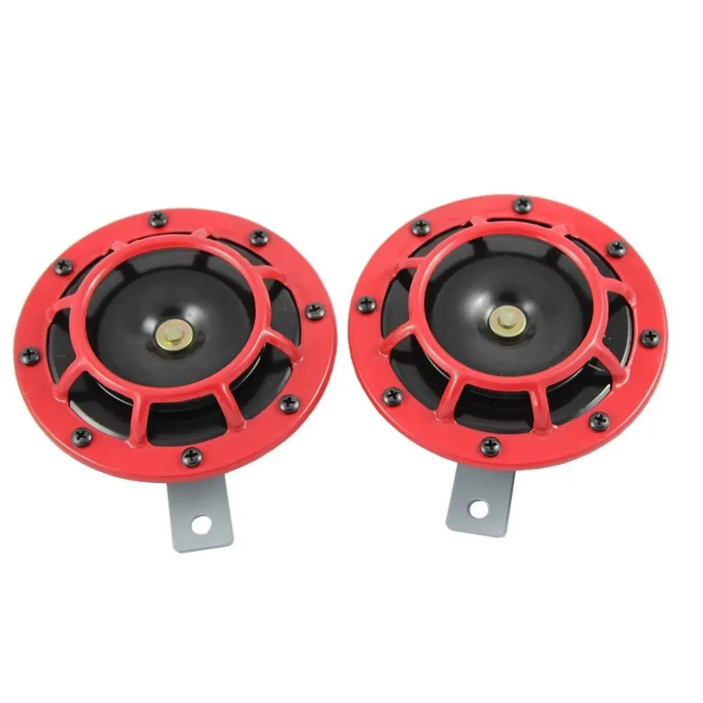 

HD Red Hella Super Loud Compact Electric Blast Tone Air Horn 12V 115DB For Motorcycle Car 2pcs Speaker Horns