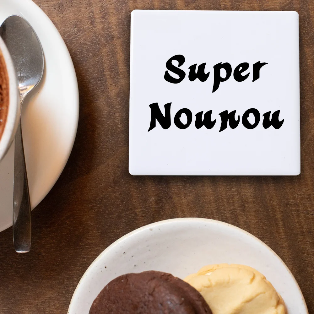 Super Nounou Square Enamel Coaster Teachers Gift End of Year Gift Drink Coaster Table Drink Mat Surprise for The Nounou