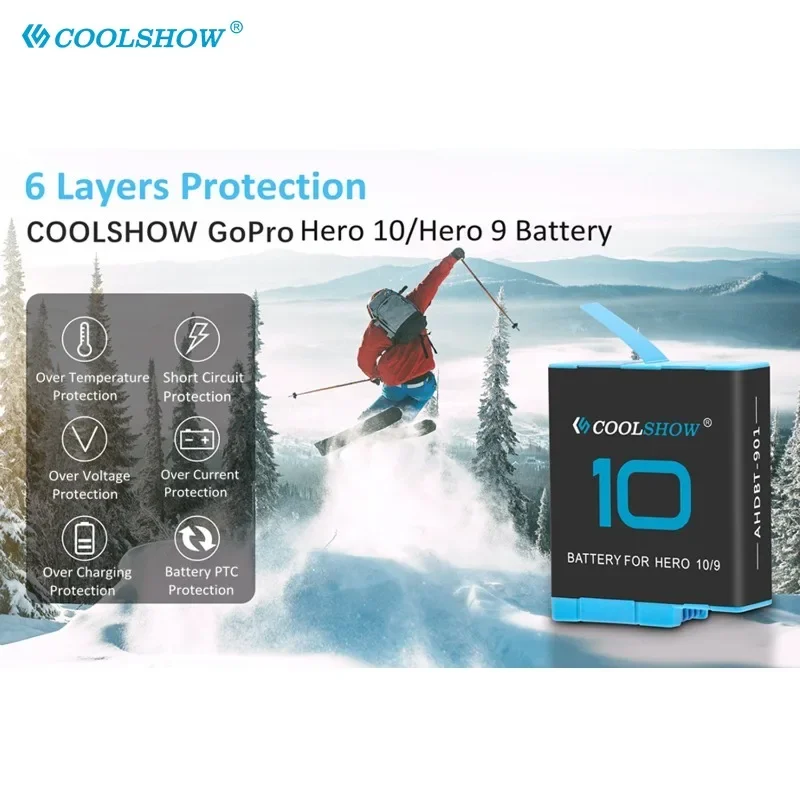 For Gopro Hero 10 Black Battery 1800mah For Gopro12 Gopro11 Gopro 9 Batteries Action Camera Accessories