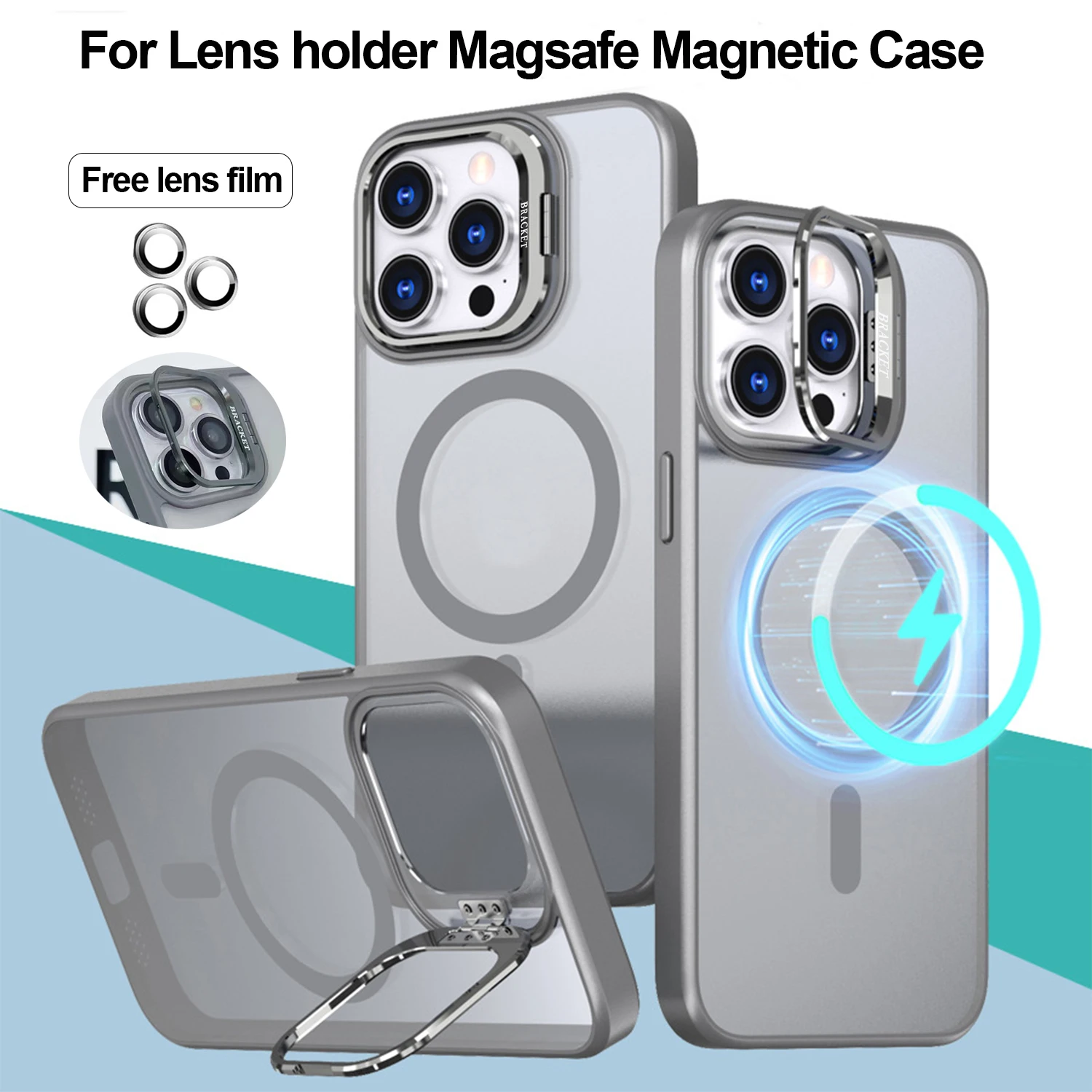 Невидимый кронштейн для объектива Magsafe, магнитный для iPhone 15 14 13 12 11 Pro Max 15 Plus, одноцветная пленка для объектива, Беспроводная зарядка